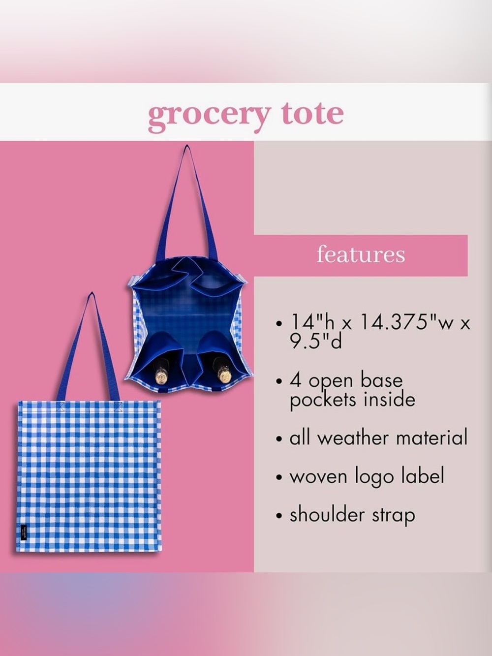 🆕 Kate Spade Gingham Grocery Tote - Picture 8 of 9